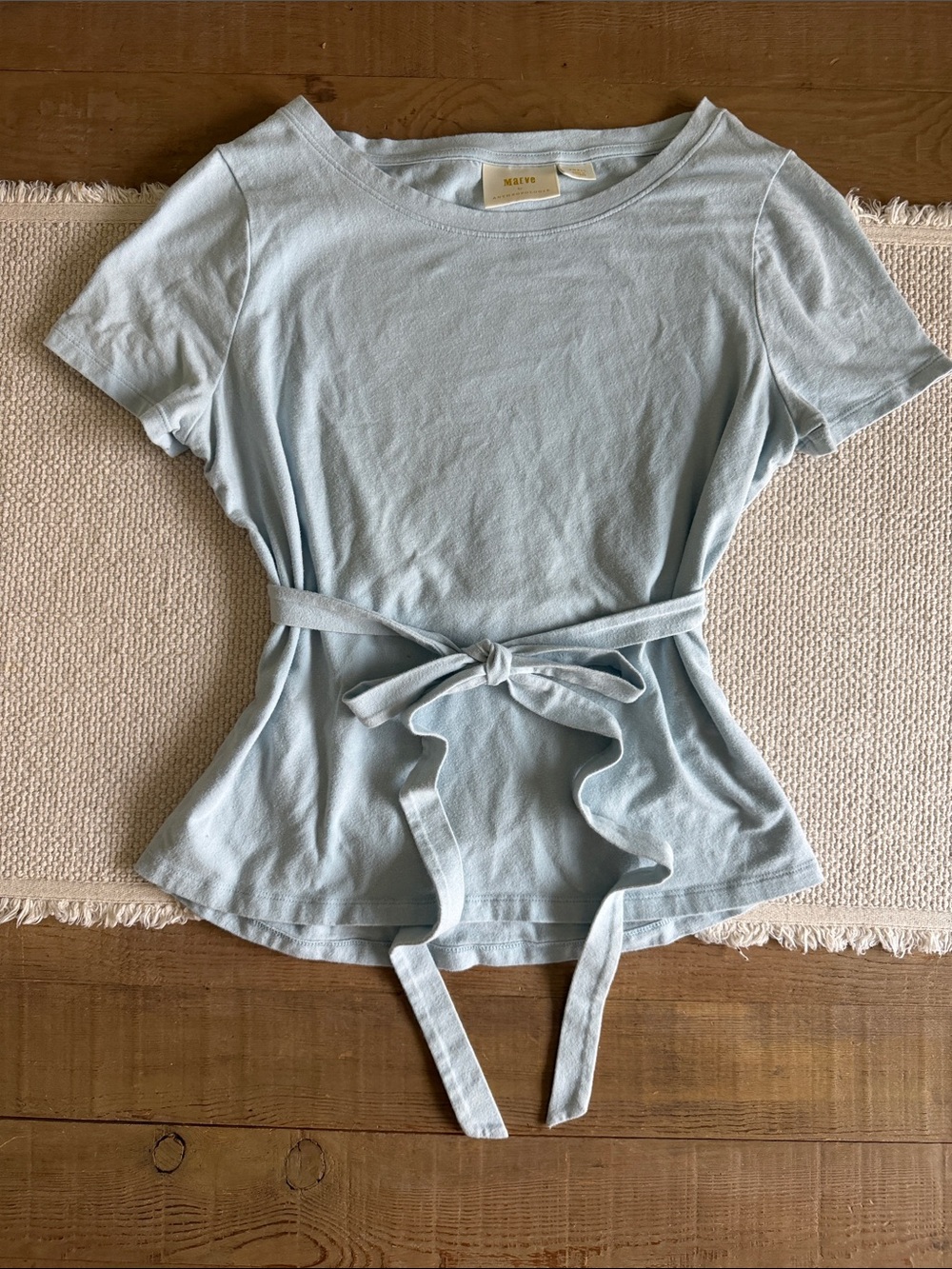 Mauve Soft Blue Tie-Waist Tee
